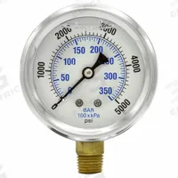 WGTC Differential Pressure Gauge: Bottom, 1/4 in NPT Male, ±1.5% Gauge Accuracy, 251L4, IP65, Brass (MPN 251L4POW). Key specifications — Sensor Type: Bourdon Tube; Series: 251L4; Certificate of Calibration: Not Included; Gauge Accuracy: ±1.5%.