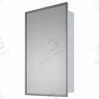 KETCHAM Medicine Cabinet: Rectangular, Glass, 26 in Overall Ht, 16 in Overall Wd, 4 in Overall Dp (MPN 1626-SM). Key specifications — Brand: KETCHAM; Frame Material: Stainless Steel; Frame Finish: Bright Annealed; Frame Color: Silver; Material: Glass.