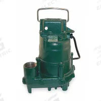 ZOELLER Submersible Sump Pump: 3/10 hp, 115V AC, Single Phase, 34 gpm Flow Rate @ 10' of Head, FNPT (MPN 371-0002). Key specifications — Impeller Material: Thermoplastic; Rated Voltage: 115V AC; Brand: ZOELLER; Switch: Not Included.
