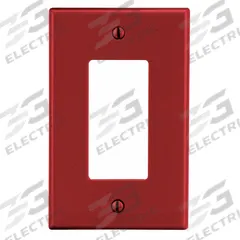 HUBBELL Wall Plate: Decorator-Rocker, 1 Gang, Red, Std Size (MPN P26R). Key specifications — Brand: HUBBELL; Material: Polycarbonate.
