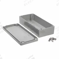 HAMMOND Enclosure: Die-Cast Aluminum, 14 in x 6 in x 4 in, NEMA 12/13/4/4X/6/6P, Screw On (MPN 1590Z166GY). Key specifications — Brand: HAMMOND; Closure Method: Screws; Knockouts: Not Included.