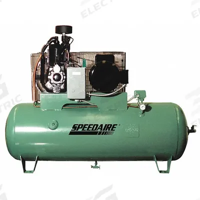 SPEEDAIRE Electric Air Compressor: 7.5 hp, 2 Stage, Horizontal, 80 gal, 23.5 cfm - Pressure Lubricated Stationary Electric Air Compressors