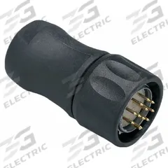 IFM M23 Circular Connector: M23 Male Thread with Straight Connection, 12 Pin, Solder, IP67 (MPN E60128). Key specifications — Connection Type: Cable Connection Due to Soldering; Housing Finish: Plastic-Coated; Housing Material: Nylon; IP Rating: IP67; Brand: IFM.