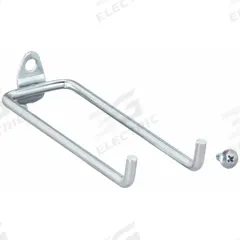 TRITON PRODUCTS Double Rod Pegboard Hook: 1/4 in_1/8 in Peg Hole, Screw-In, Surface, Silver, 10 PK (MPN 72618). Key specifications — Finish: Zinc-Plated; Color: Silver; For Tool Type: Sledge Hammers; Includes: Screws; Locking System: Screw-In; Mounting Type: Surface; Material: Steel; Accessory Type: Double Rod Hook.