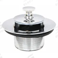 KISSLER Drain Stopper: Brass, Brass, 2 in Overall Dia, Lift and Turn, 1 7/8 in Fits Drain Size (MPN 58-7191). Key specifications — Color: Silver; Includes: Gasket; Material: Brass.