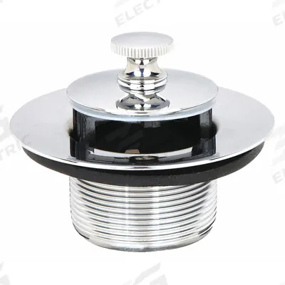 KISSLER Drain Stopper: Brass, Brass, 2 in Overall Dia, Lift and Turn - Bathtub Drain Stoppers