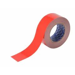 Solid red polyester floor marking tape, 2 inches wide by 100 feet long, with 8 mil thickness. Part of the ToughStripe B-514 series, this tape has no printed legend. Used for marking aisles, hazard zones, and storage areas in industrial facilities; red color indicates caution or fire-equipment locations.