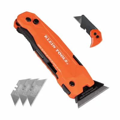 KLEIN TOOLS Pisau Lipat Serbaguna: 5 in/7 1/2 in, Baja, Aluminium - Manually Opening Multi-Tool Utility Knives