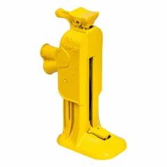 Mechanical ratchet jack with manual handle operation. Steel body construction. 10-ton load capacity with 17 1/4 inch minimum lift. Used for lifting heavy machinery, structural components, or vehicles in industrial maintenance and repair settings.