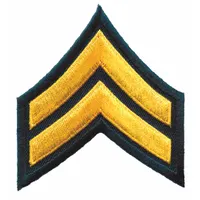 HEROS PRIDE Embroidered Patch: CPL, 3 in, Black/Gold, Polyester/Rayon, Rank Insignia, 1 PR (MPN 5403C)