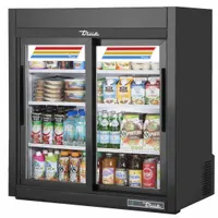 TRUE REFRIGERATION Freezer Merchandiser: 40 in x 36 in x 22 3/8 in, Black, Glass Door, 3 Shelves (MPN GDM-09-SQ-HC-LD)