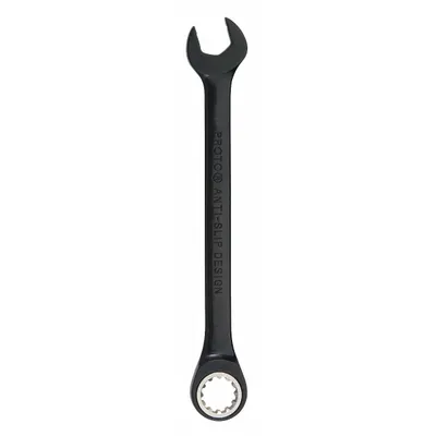 PROTO Kunci Kombinasi: Baja Paduan, Krom Hitam, Ukuran Kepala 9/16 in, Panjang Keseluruhan 7 1/2 in - SAE Spline Ratcheting Combination Wrenches
