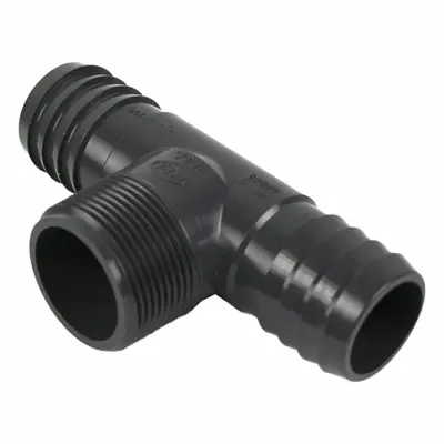 BUSHMAN Konektor-T: Hitam, Tinggi Keseluruhan 2 1/2 in, Lebar Keseluruhan 5 in, Plastik - Rain Barrel Accessories