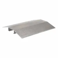 This wide-span aluminum ramp protects cables and hoses from damage when crossed by vehicles or foot traffic. Measuring 48 inches long, 40 inches wide, and 4 3/8 inches high, it supports up to 2,100 lb per axle. The silver aluminum construction provides a low-profile pathway solution for industrial environments