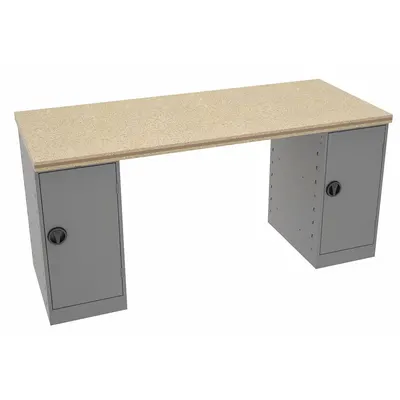 TENNSCO Meja Kerja: Tinggi Tetap, Atas Toko, 72 in x 30 in, Kapasitas Beban Keseluruhan 1.500 lb - Dual Pedestal Workbenches