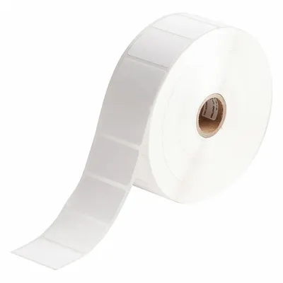 BRADY Gulungan Stok Label Pra-Potong: 1 in Tinggi Label, 1 1/2 in Lebar Label, 1 in Panjang Gulungan - Brady Cryogenic Thermal Transfer Precut Label Rolls