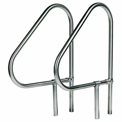 SPECTRUM Rel Pegangan: Jarak 26 in, Diameter 1.9 in, Tebal 0.109 in, Kaki Dapat Disesuaikan, Tinggi 38 in - Pool Grab Bars