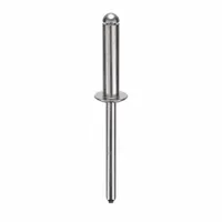 This domed-head blind rivet has a 0.188-inch diameter and an overall length of 2 9/64 inches, with a body length of 53/64 inches. Supplied in a 250-piece pack, it is used for fastening materials where only one side is accessible, such as in sheet metal and general fabrication