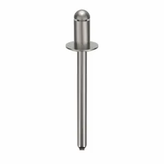 This domed-head blind rivet is an inch-series fastener with a 0.186" diameter, 1 19/32" overall length, and 19/64" body length. It is supplied in a 250-piece pack. Used for permanent joining in sheet metal assembly, metal fabrication, and general industrial applications where a finished dome head appearance is desired.