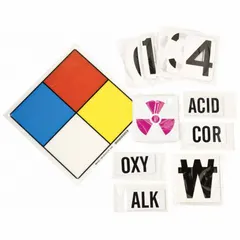 Fiberglass placard kit measuring 11 in x 11 in with 0.1 in thickness. Compliant with NFPA and OSHA standards. Suitable for posting hazard warnings in industrial facilities, including indoor and outdoor environments such as plants, warehouses, and chemical storage areas.