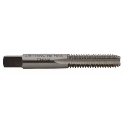 Bottom tap for threading applications, featuring a 3/8-16NC thread size. Used to create internal threads in pre-drilled holes, commonly in metalworking and maintenance tasks.