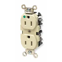 LEVITON Receptacle: Hospital Grade Fed. Spec., Duplex, 5-15R, Brown, 125V AC, 15 A, 2 Pole / 3 Wire (MPN 8200)