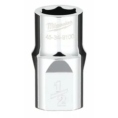 This 1/2 in drive, 1/2 in socket size, 6-point standard anti-roll hand socket is constructed with a chrome finish. Designed for use with 1/2 in hex fasteners in maintenance, assembly, and repair tasks. The anti-roll feature prevents the socket from rolling on flat surfaces.