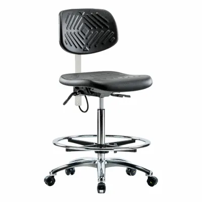 Kursi Tugas: Poliuretan, Tanpa Lengan, Rentang Tinggi 24 1/2 in hingga 34 3/4 in, Lebar Dudukan 16 in - Polyurethane ESD & Cleanroom Chairs