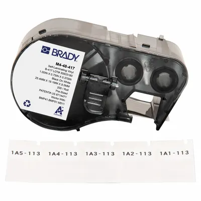 BRADY Label Pembungkus: 2 1/2 in x 3/4 in, Vinil Pemadam Sendiri, Putih (Matte) - Brady Precut Label Roll Cartridges