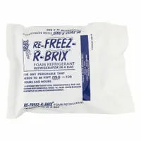 Reusable cold pack for maintaining low temperatures in industrial and commercial settings. Suitable for cooling perishable goods during transport or preserving cold chain integrity in manufacturing and laboratory environments. Each pack weighs 15 oz and measures 4 1/2 inches long by 4 inches wide. Sold as a 6-pack