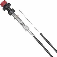 Adjustable locking control cable for PTO applications on dump trucks. 180-inch overall length with polymer construction. Includes weatherproof handles and coated cables for outdoor use