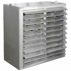 Direct-drive cabinet exhaust fan with 42-inch blade, 1 hp motor, and 15,109 cfm airflow capacity. Operates on 115/208-230V AC single-phase power. Ships fully assembled. Suitable for high-volume air removal in industrial and commercial spaces such as warehouses, factories, and equipment rooms.
