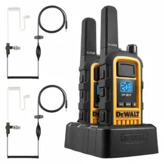 Analog FRS/GMRS handheld radio with 22 channels and 2 W transmit power. Features alphanumeric display. No FCC license required. Suitable for job-site communication, outdoor recreation, and team coordination.