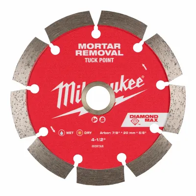 MILWAUKEE Mata Gergaji Berlian: Batu Bata/Mortar, Diameter Mata 4 1/2 in, Ukuran Arbor 5/8 in_7/8 in - Masonry-Cutting Blades