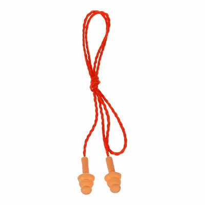 3M Sumbat Telinga: Berflensa, 25 dB NRR, Tujuan Umum, Bertali, Dapat Digunakan Kembali, Dorong-Masuk - Flanged-Shaped Earplugs