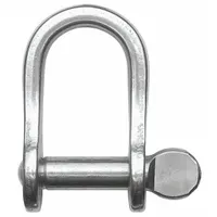 RONSTAN D-Shackle: Chain Shackle, 660 lb Working Load Limit, 1/4 in Compatible Rope Dia, Silver (MPN RF1806)