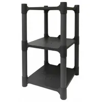 This compact press-fit stationary shelving unit is constructed of corrosion-resistant polypropylene. It measures 13 inches by 15 inches with an overall height of 24 inches and includes two shelves. Suitable for organizing tools, parts, or supplies in environments where corrosion resistance is required