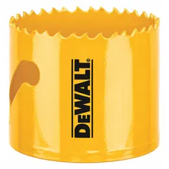 Bi-metal hole saw for cutting wood, metal, and plastic. 2-1/2 in diameter with 4/5 teeth per inch. Maximum cutting depth 1-3/4 in. Arbor not included.