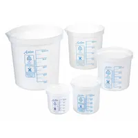 This set of low-form polypropylene beakers features printed graduations for volume measurement. The translucent, colorless construction allows visual monitoring of contents. Suitable for general laboratory mixing, measuring, and sample preparation tasks