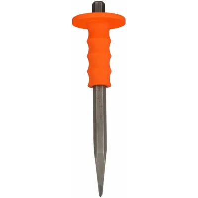 MAYHEW SELECT Pahat Bullpoint: 3/4 in Lebar Mata, 12 in Panjang Keseluruhan - Hand-Guarded Concrete Chisels