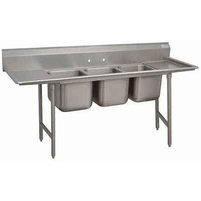 ADVANCE TABCO Bak Cuci Dapur: 3 Mangkuk, 42 in Tinggi Keseluruhan, 83 in Panjang Keseluruhan - Three-Bowl Freestanding Kitchen & Bar Sinks without Faucets