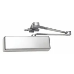 This LCN 4110 Series door closer is a Grade 1 heavy-duty parallel arm-mount unit made of aluminum. It features an adjustable spring size 6 and is suitable for both interior and exterior use. The closer measures 12 1/4 inches in length and 2 1/4 inches in width, and is ADA compliant. Typical applications include controlling door closing speed on commercial or industrial doors.