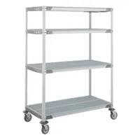 METRO Utility Cart: 62 in x 26 in, 67 in Overall Ht, 4 Shelves, Antimicrobial/Corrosion-Resistant (MPN 3TJ72)