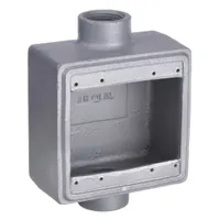 APPLETON ELECTRIC Electrical Box: Iron, Rectangular, 2 Gangs, 1 in Hub Size, 45 cu in Capacity, Gray (MPN FDC-2-100)