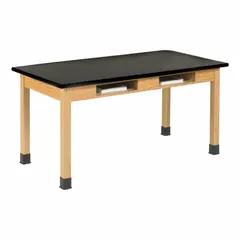 Fixed-height lab table with a laminate countertop, 30-inch overall height, and 4-foot overall length. Suitable for laboratory environments requiring a stable work surface. The laminate material provides a smooth, easy-to-clean surface.