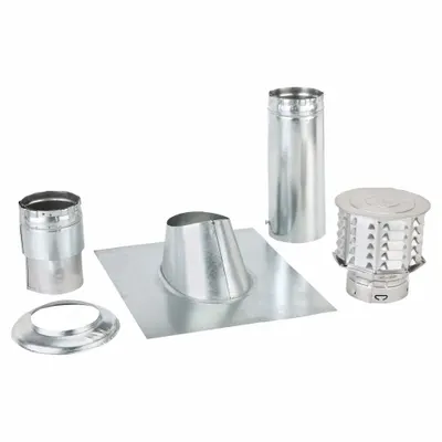AMERI-VENT Kit Pipa Ventilasi Gas: 3 in Saluran, 1 ft Panjang, Baja, Kategori I, Pipa Standar - Gas Vent Kits