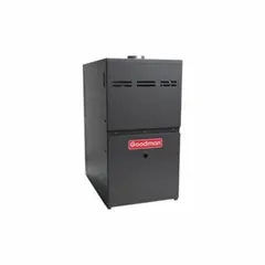 This standard-efficiency 80% AFUE whole-house gas furnace provides 100,000 BtuH heating capacity input and 2,000 cfm air flow. Designed for upflow installations, it measures 33-1/2 in x 14 in x 28 in and is California Low NOx compliant. Suitable for residential heating applications requiring a compact, efficient furnace.