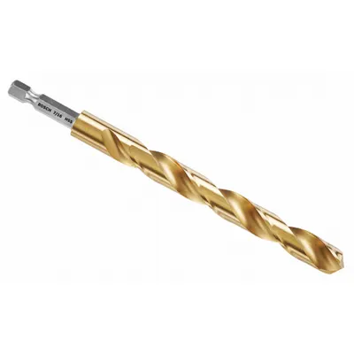 BOSCH Mata Bor Beton Hex Shank: 7/16", 135° Split Point, TiN-Coated HSS - Bosch Impact Tough Drill Bits