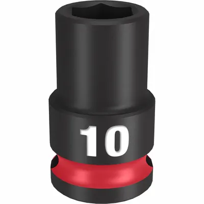 MILWAUKEE Soket Impact Standar: Ukuran Penggerak 3/8 in, Metrik, Ukuran Soket 10 mm, 6-Point - 3/8" Drive Impact Sockets
