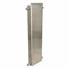 This filler plate is designed for use with case sealing machines, providing support and gap filling in automated taping equipment. Compatible with model 800af3, it measures 18 3/16 inches in overall length. The plate helps maintain consistent closure during packaging operations.